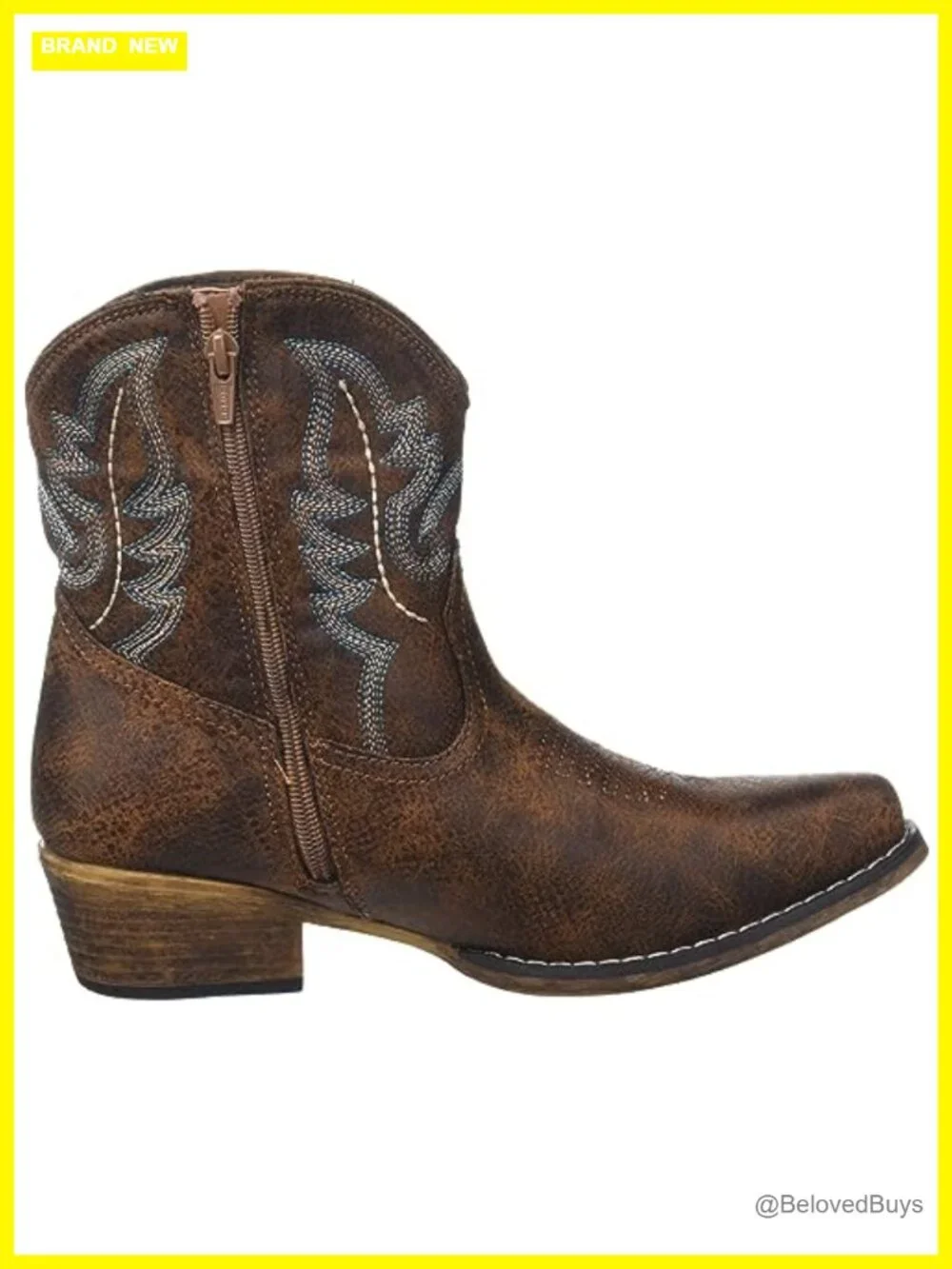 Faux Leather Western Boot with Snip Toe, Embroidered Details